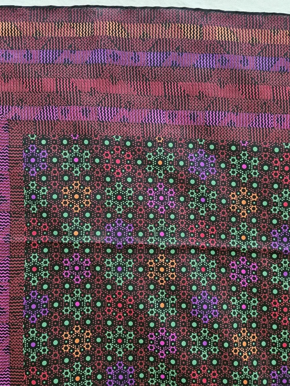 MISSONI Italy Silk Square Geometric Floral Pattern Border Scarf | SZ 33